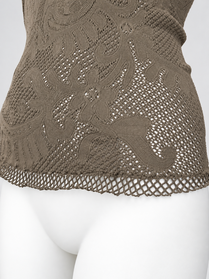 Just Cavalli lace-effect mesh long sleeve top
