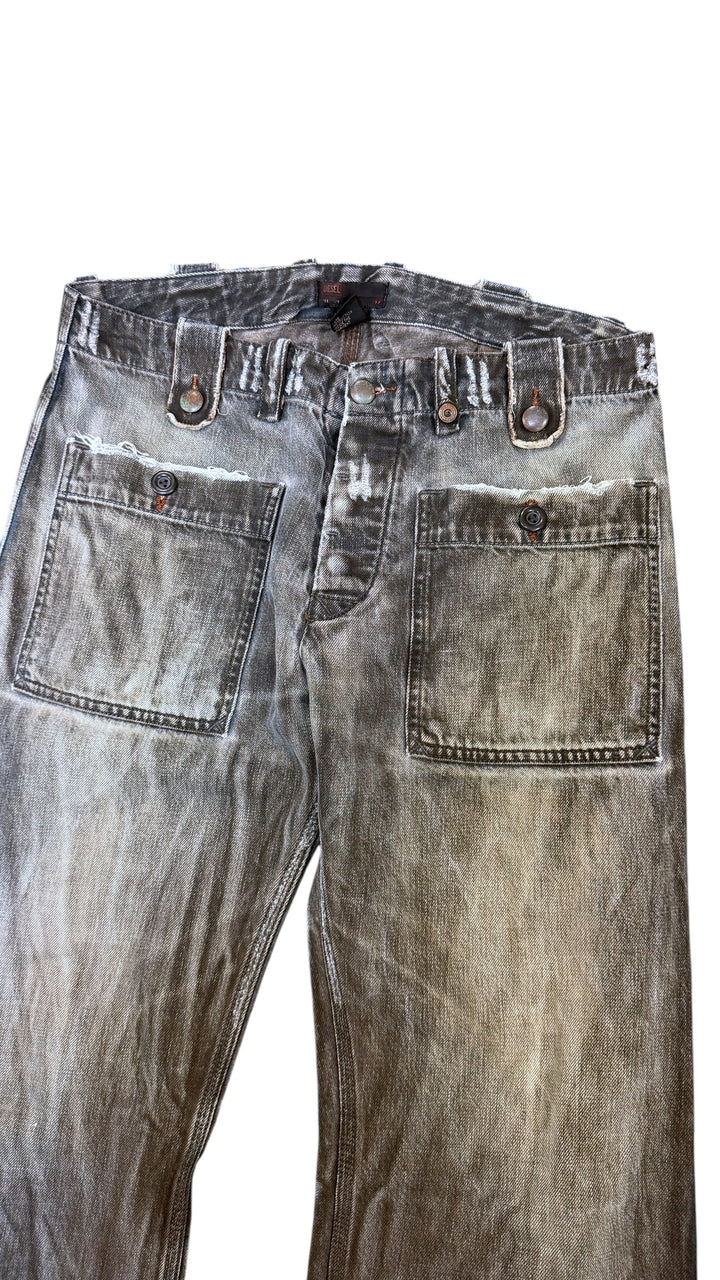 Diesel 2000s faded grey wide leg jeans