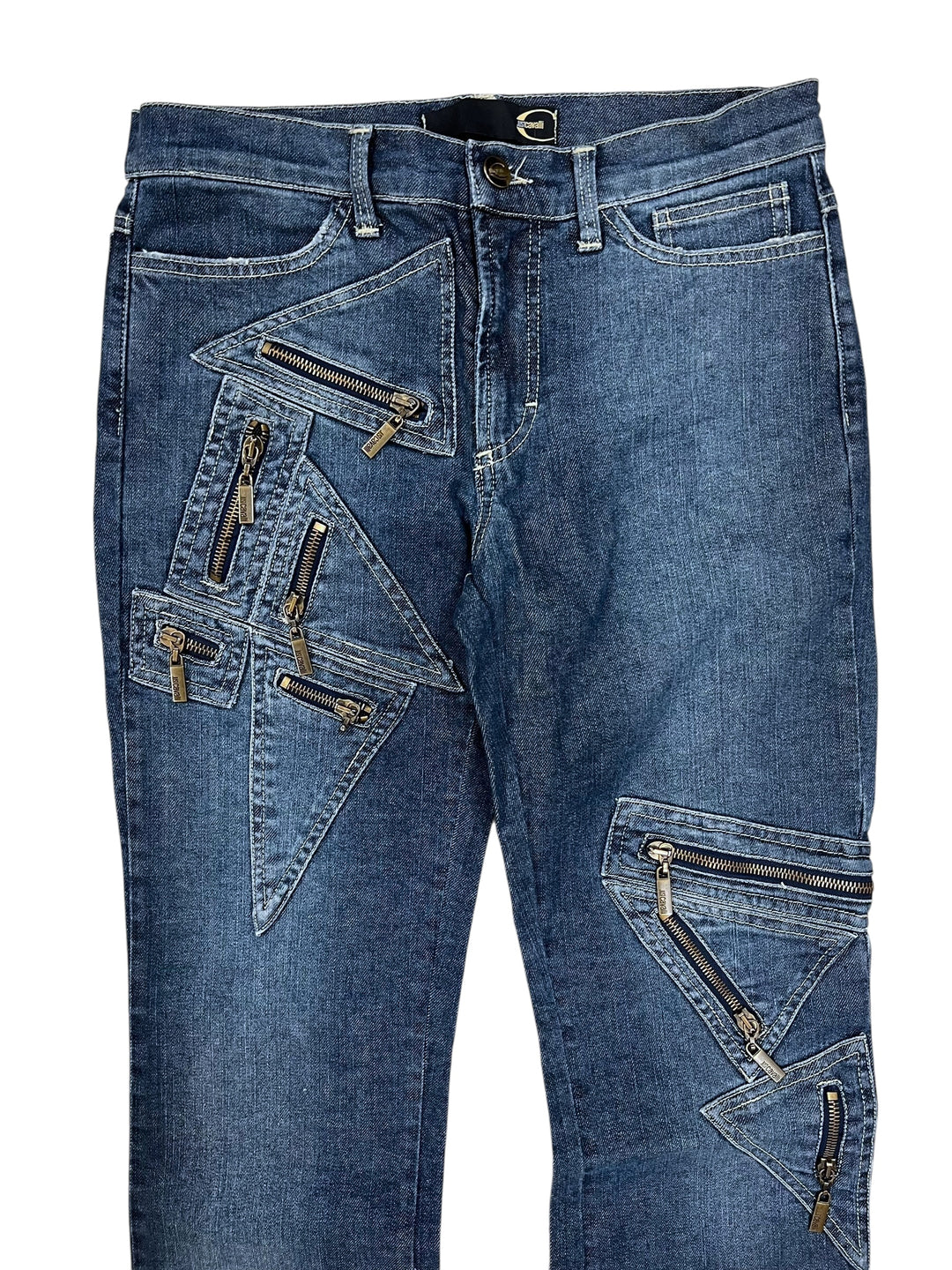 Just Cavalli SS2005 Geometrical Zipper Pockets Jeans Extra Small (eu32)