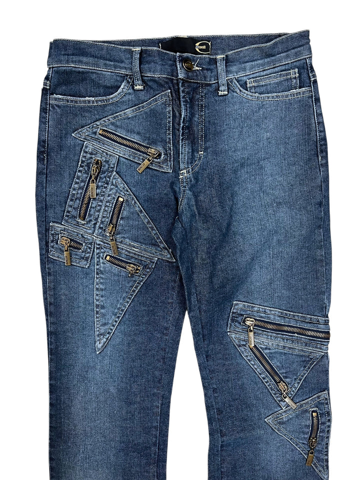 Just Cavalli SS2005 Geometrical Zipper Pockets Jeans Extra Small (eu32)