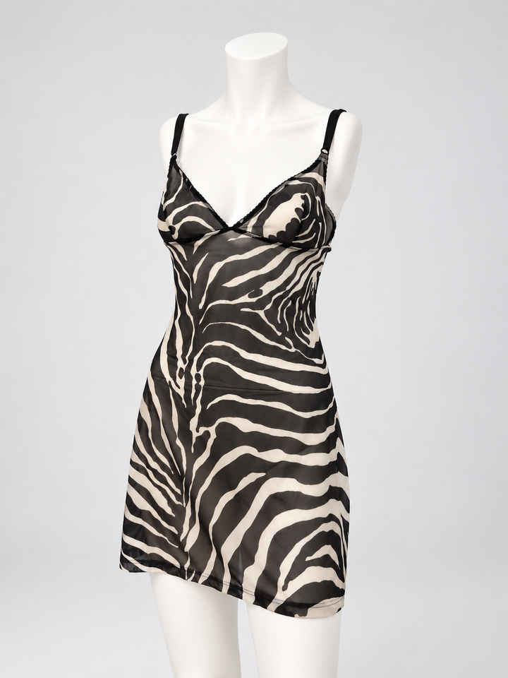 Dolce&Gabbana Underwear zebra print mesh slip dress