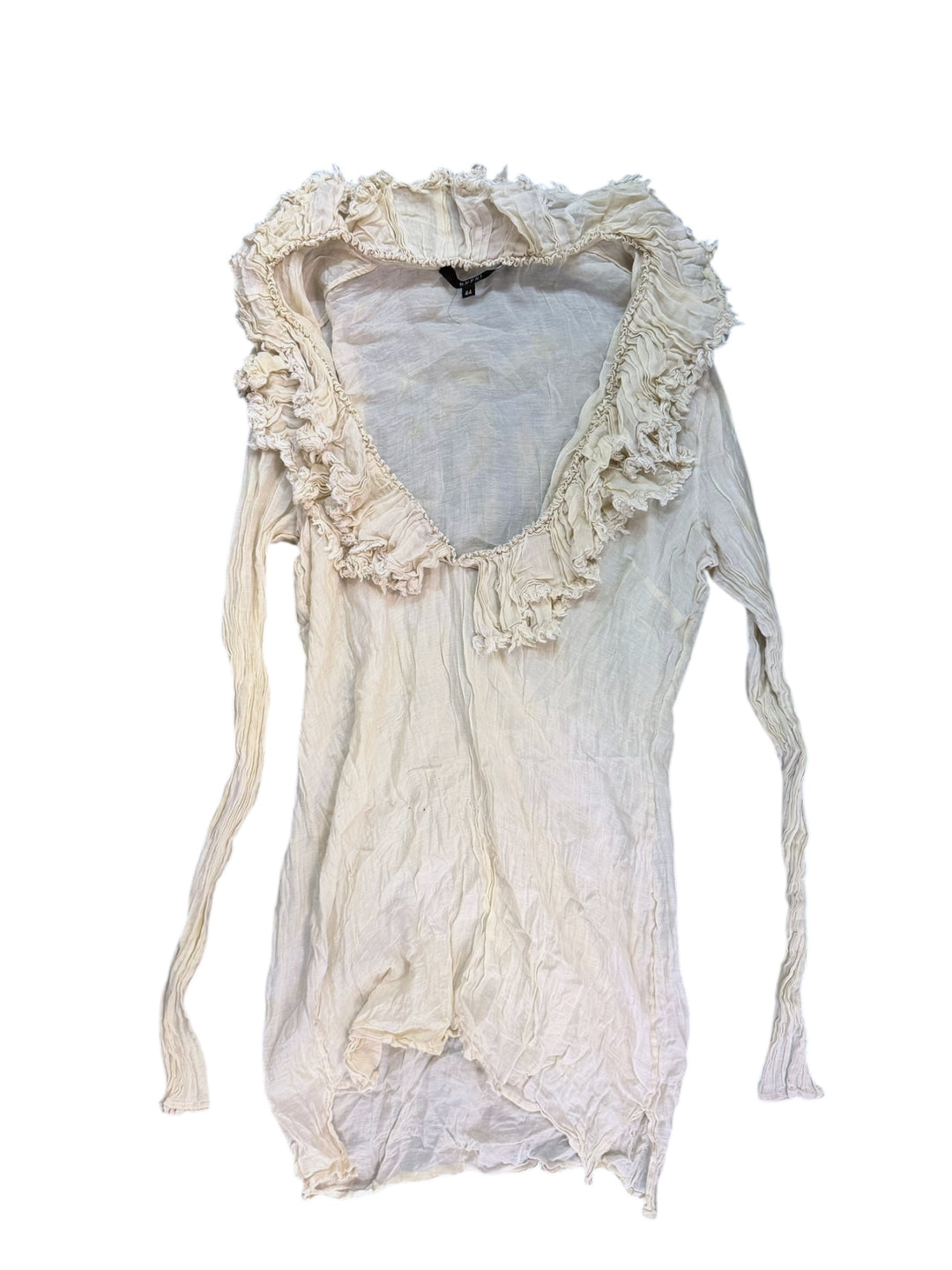 Gucci ruffled sheer blouse in ivory cotton
