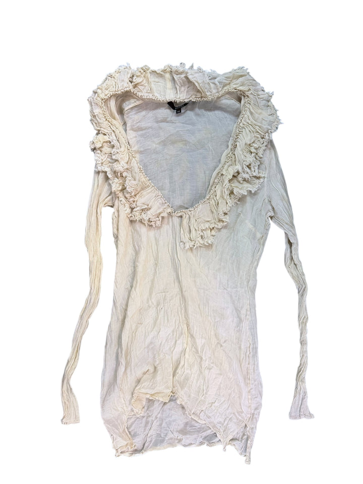 Gucci ruffled sheer blouse in ivory cotton