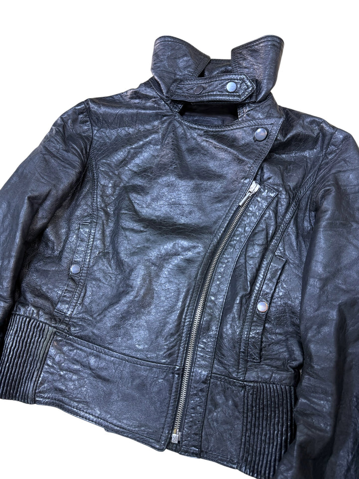 PINKO vintage cropped leather biker jacket