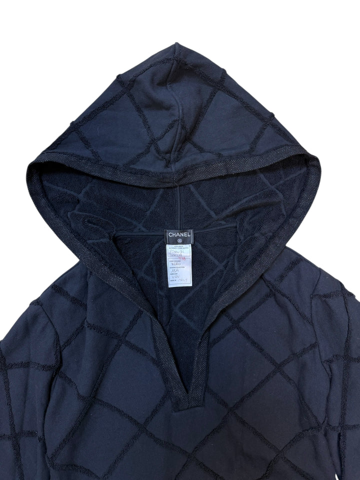 Chanel black hooded terry mini dress xs-s
