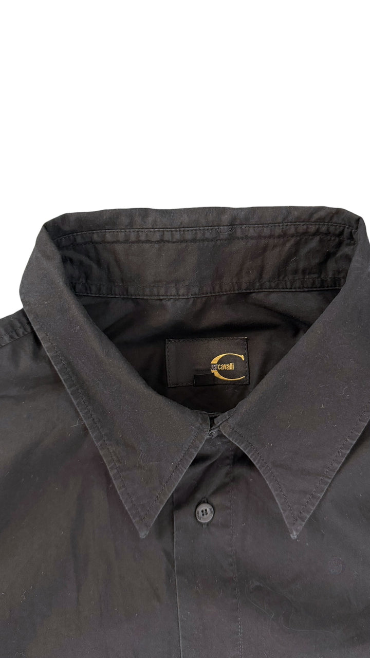 Just Cavalli embroidered sleeve shirt black