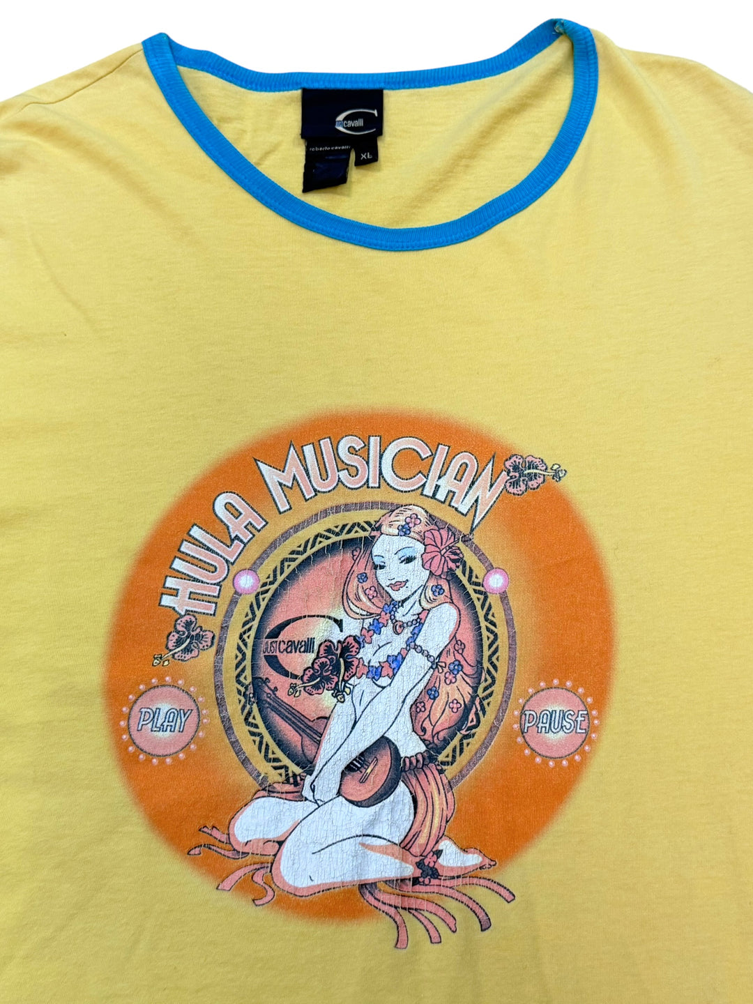 Just Cavalli yellow graphic t-shirt “Hula Musician”