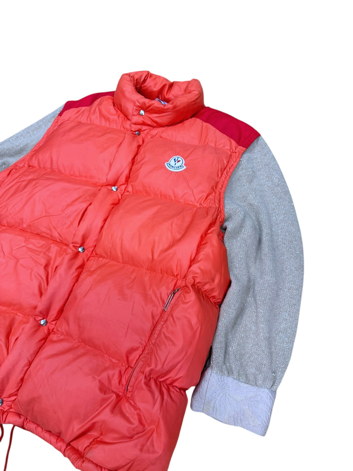 MONCLER Grenoble 1980s Down Vest in Bright Coral Red