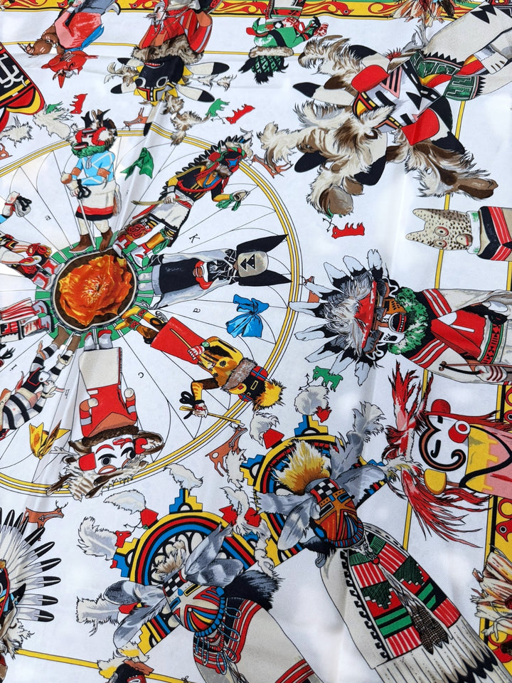 Hermès Paris “Kachinas” Silk Scarf by Kermit Oliver (1992 Edition)