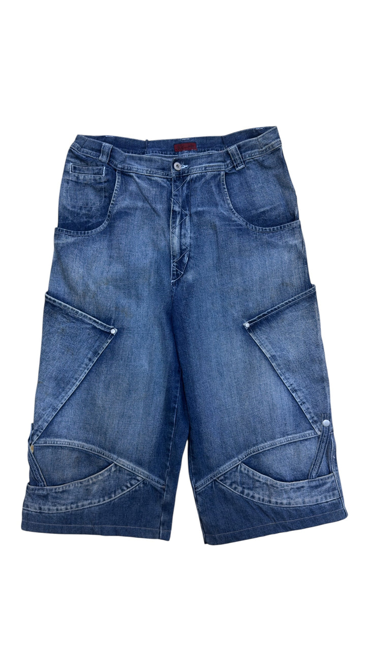 2000s denim cargo shorts blue