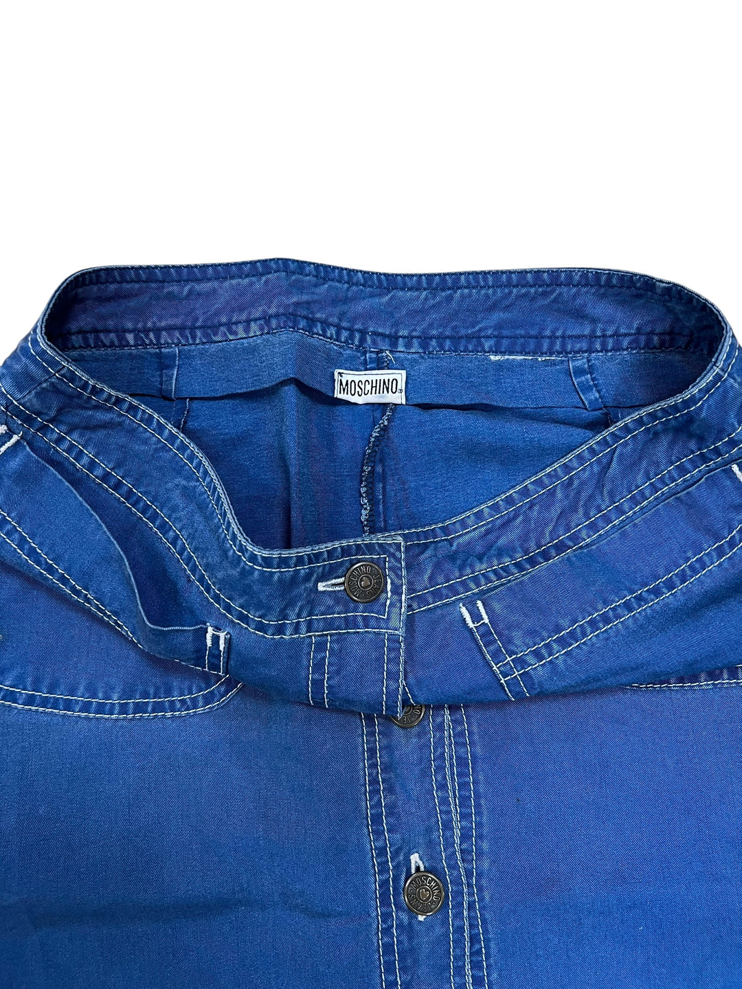 Moschino Vintage Blue Denim Skirt with Button Front Medium