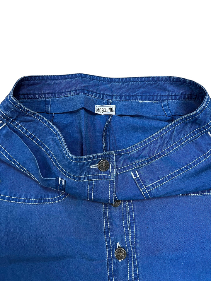 Moschino Vintage Blue Denim Skirt with Button Front Medium
