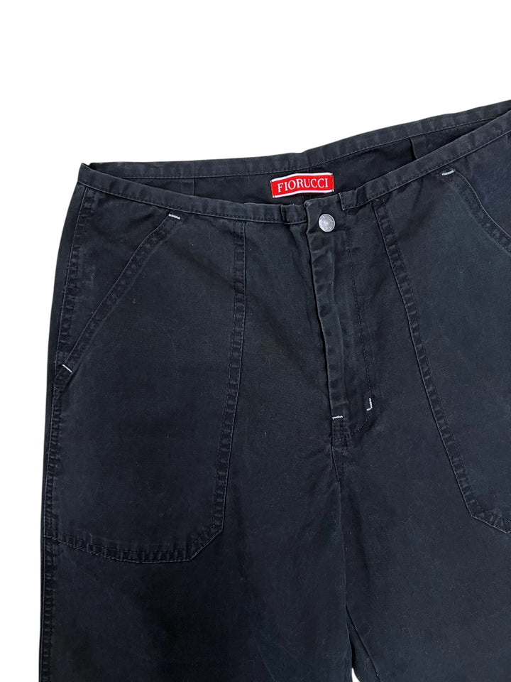 Fiorucci Vintage Dragon Embroidered Black Cropped Pants Women’s Small(36)