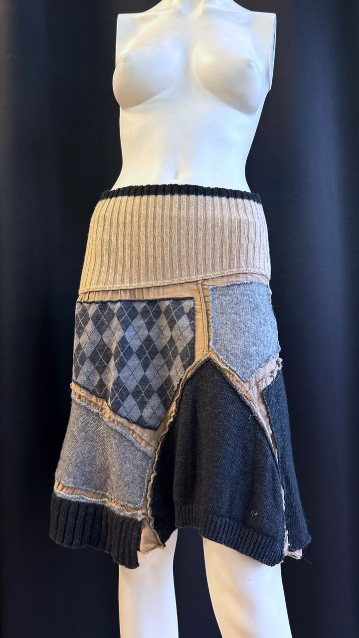 Pianurastudio patchwork knit mini skirt medium