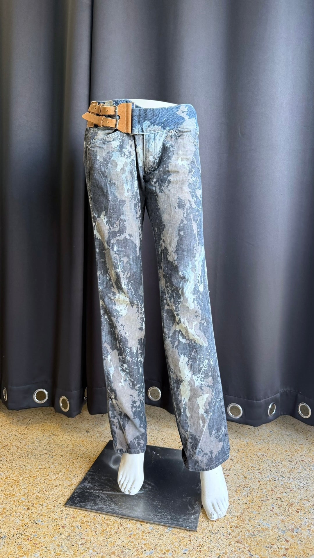 Y2K Diesel buckle-belt denim pants