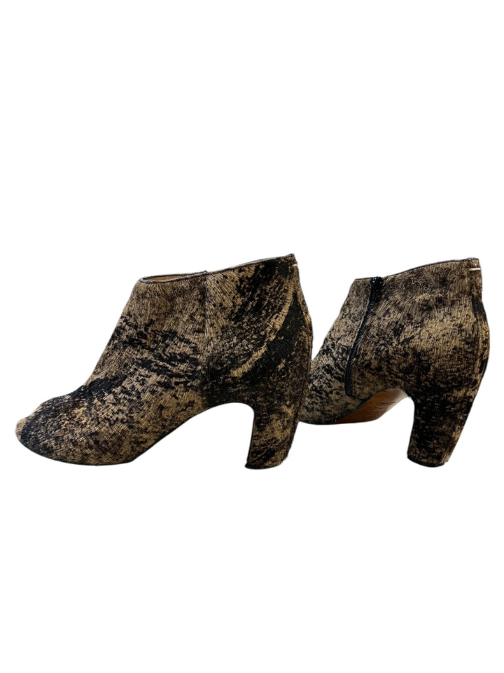 2000s Maison Martin Margiela Pony Hair Peep Toe Ankle Boots Size Eu40