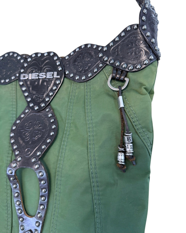 Diesel vintage studded utility shoulder bag