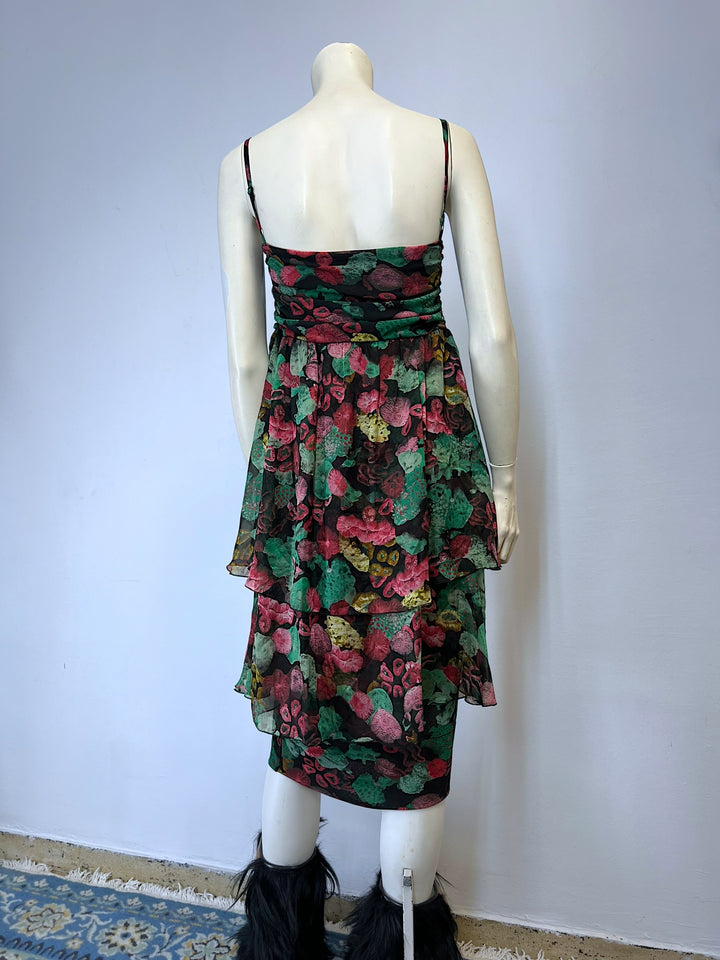 Isabel de pedro vintage 100% silk flared dress large