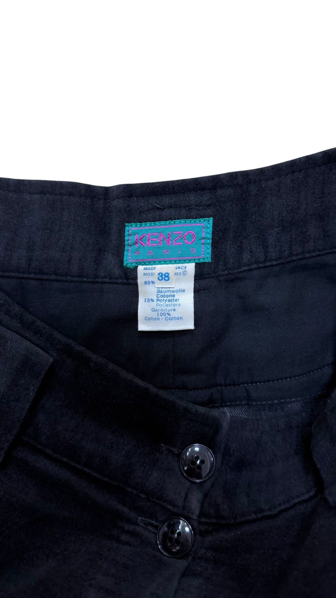 Kenzo Paris high-waisted button front skirt black