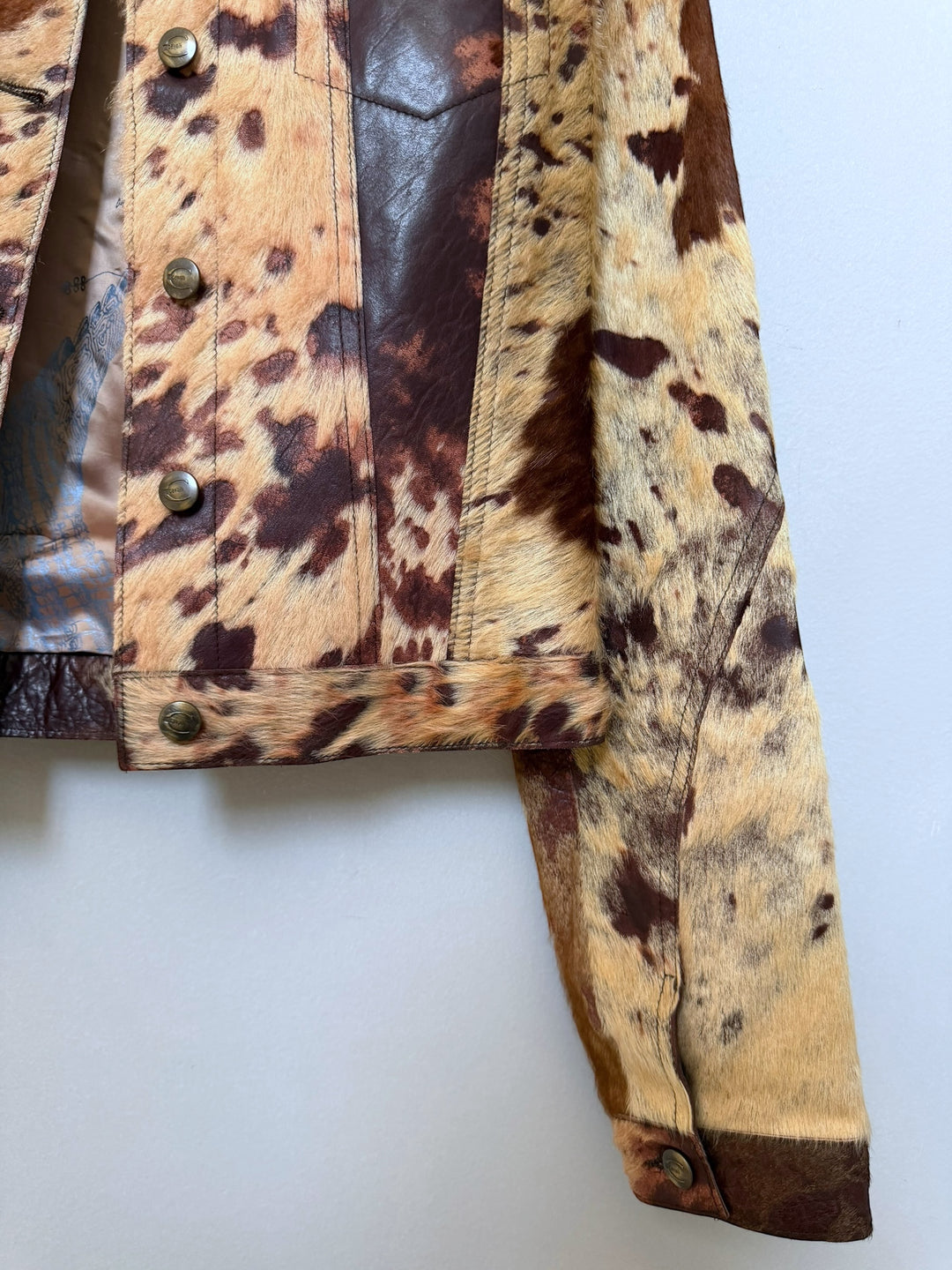 2000s Just Cavalli Imperial Brown Caw Leather Jacket Medium