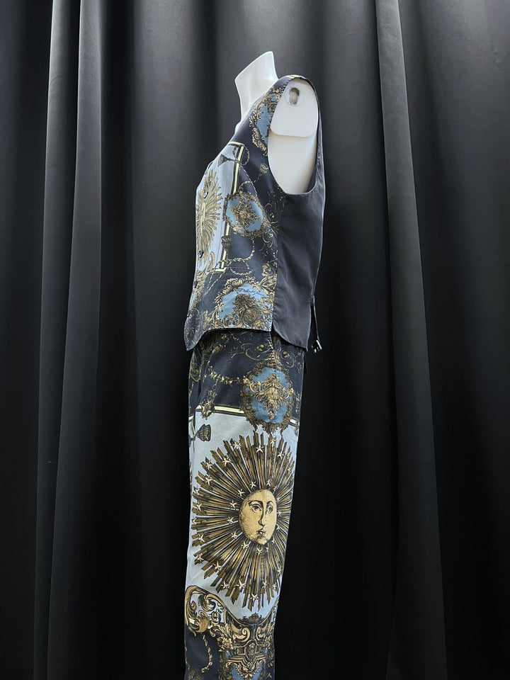 Dolce&Gabbana Baroque Zodiac Sun Silk Vest & Pants Set Medium