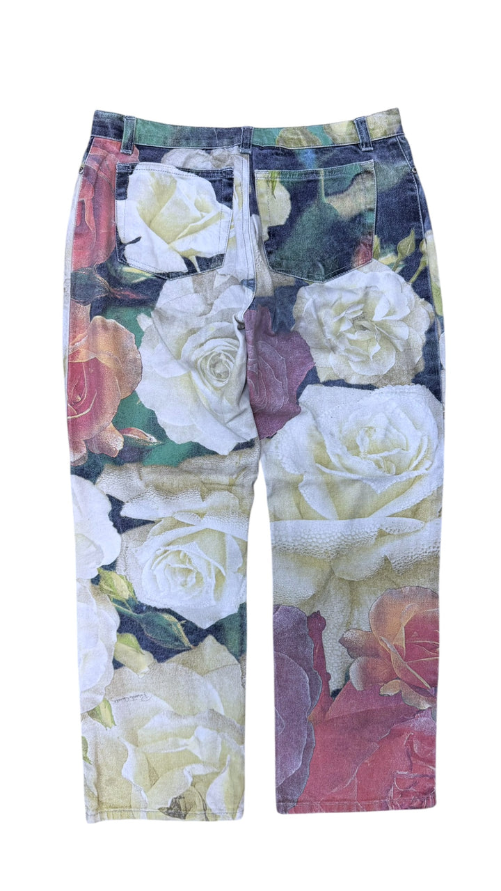 Roberto Cavalli floral print jeans - rose print denim