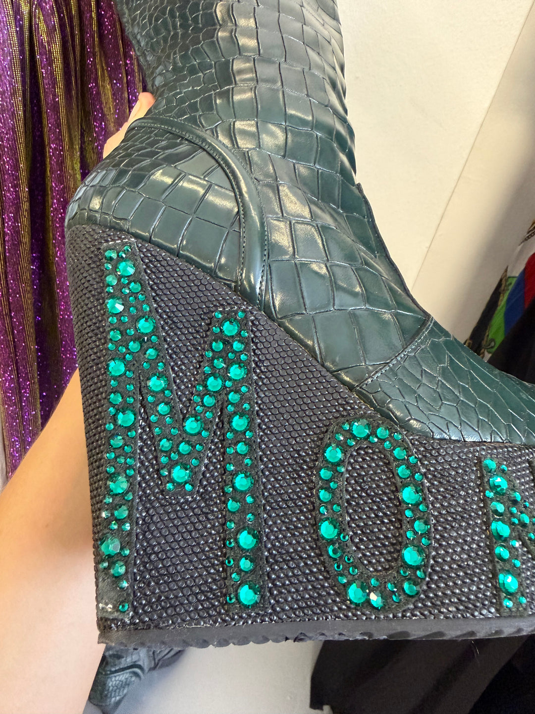 2000s John Richmond Croco Platform Boots EU37