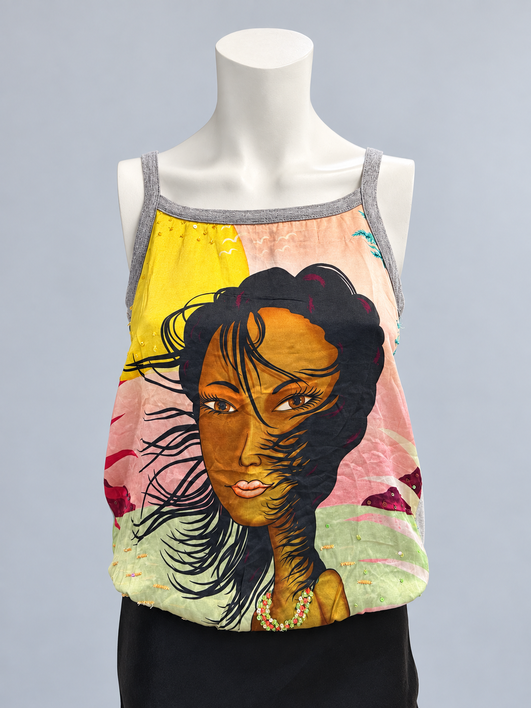 Custo Barcelona vintage silk & cotton tank top medium