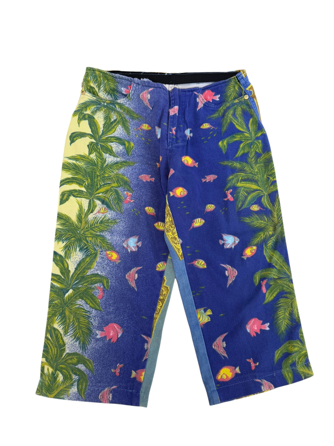 Versace Jeans couture ocean print cropped trousers