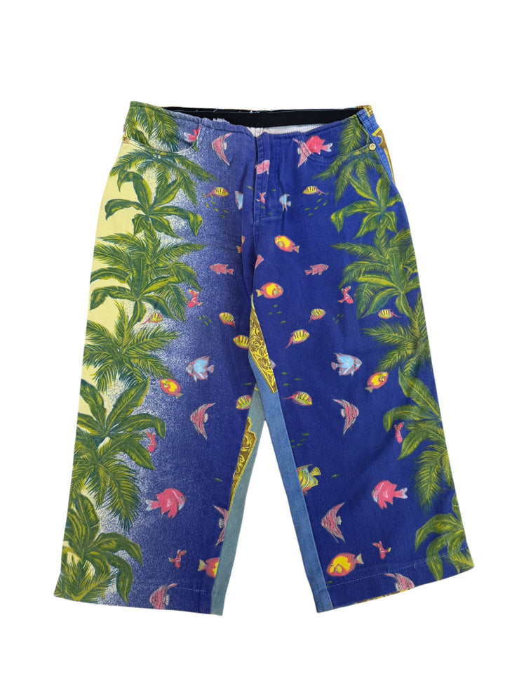 Versace Jeans couture ocean print cropped trousers