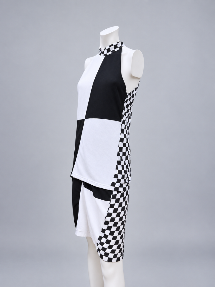 Rare Versace Jeans Couture checkerboard halter set
