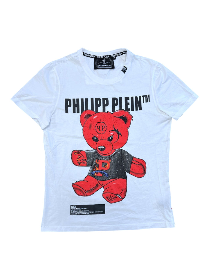 Philipp Plein “Red Teddy” Crystal Embellished Tee small