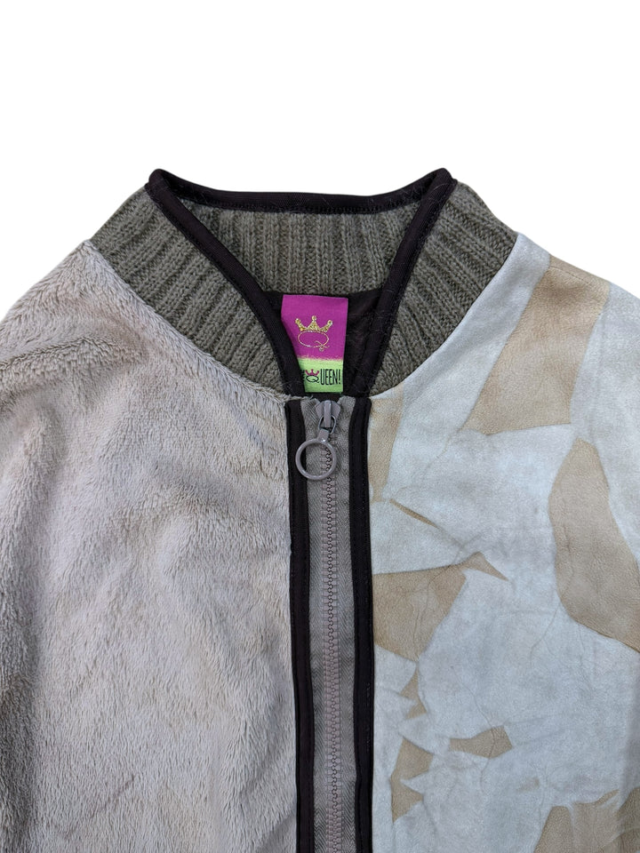 Save The Queen Mixed-Media Slim Bomber Jacket