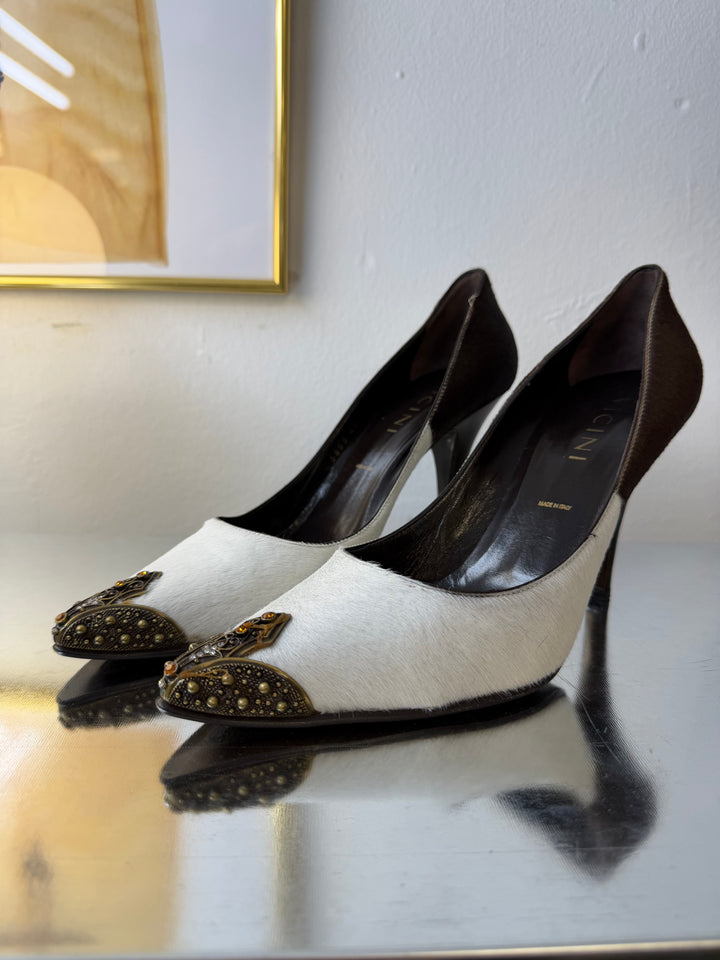 VICINI by Giuseppe Zanotti Pumps - c.2000 Hair-On Leather Baroque Toe eu40