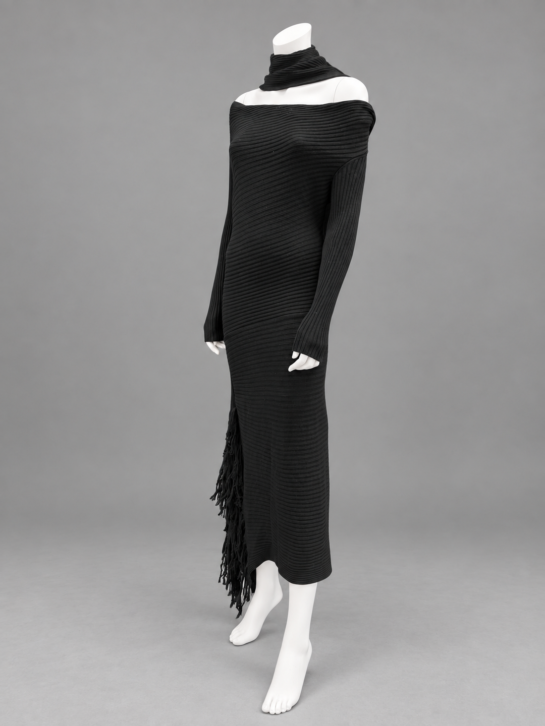 Jean Paul Gaultier ribbed knit dress with scarf