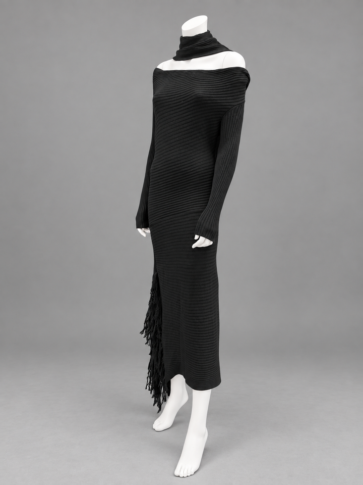 Jean Paul Gaultier ribbed knit dress with scarf