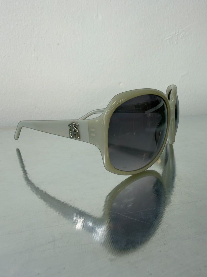 Vintage Italian oversized square sunglasses beige acetate gradient
