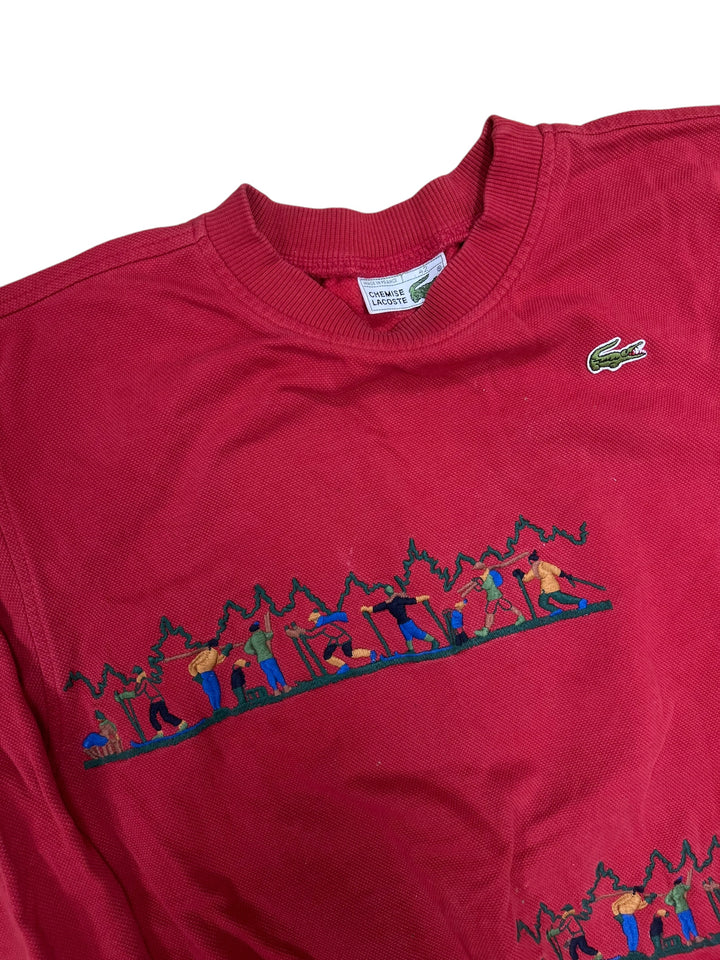 Chemise Lacoste 1980’s vintage embroidery ski sweatshirt women's small