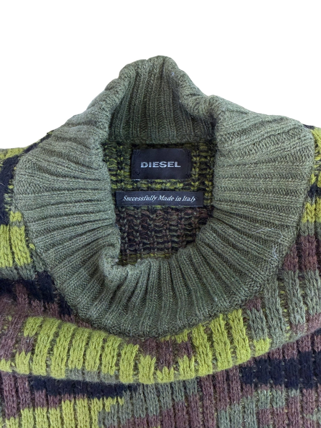 Diesel archive camouflage patchwork wool sweater