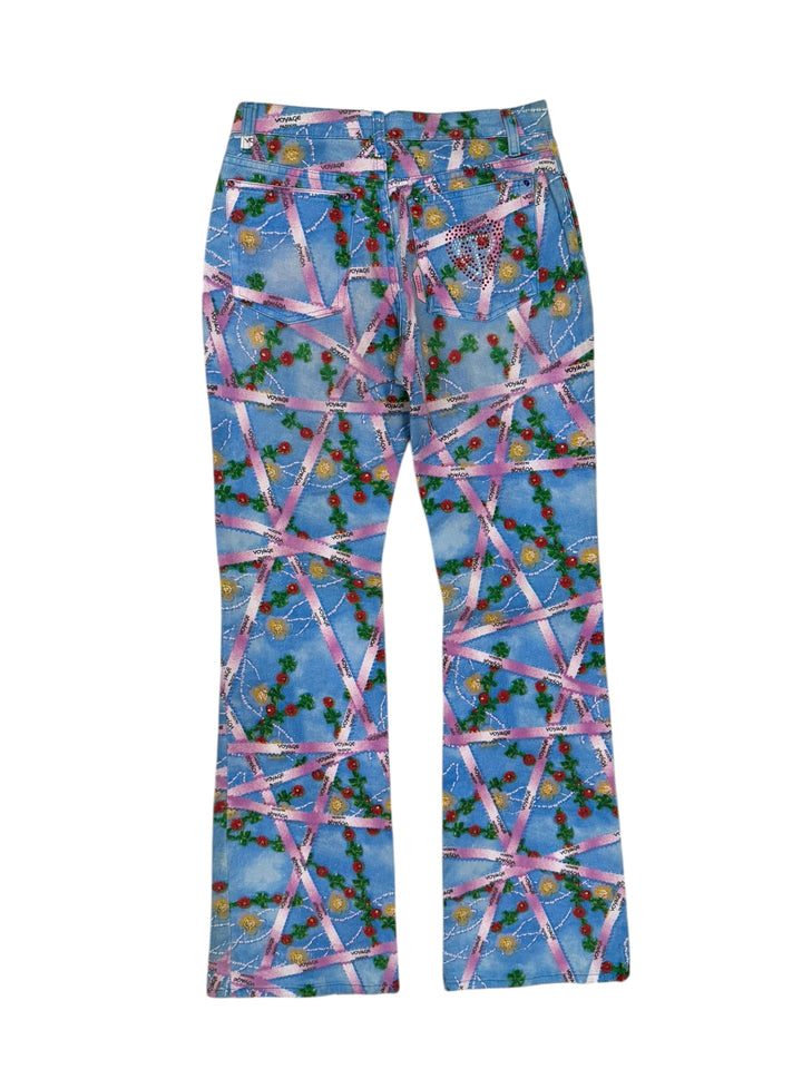 Voyage Passion Printed Flare Jeans Small