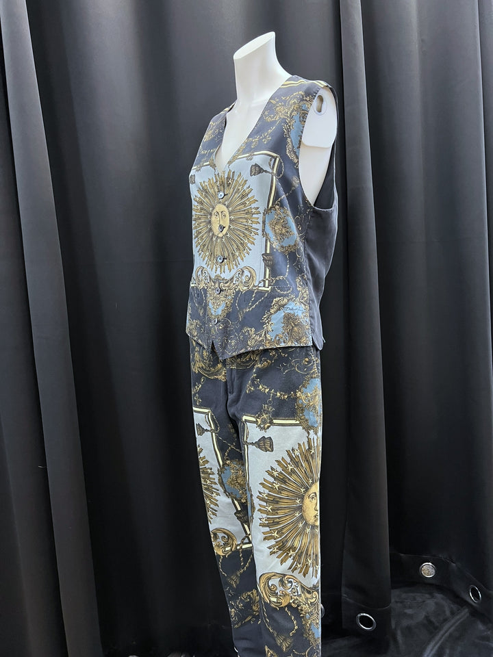 Dolce&Gabbana Baroque Zodiac Sun Silk Vest & Pants Set Medium