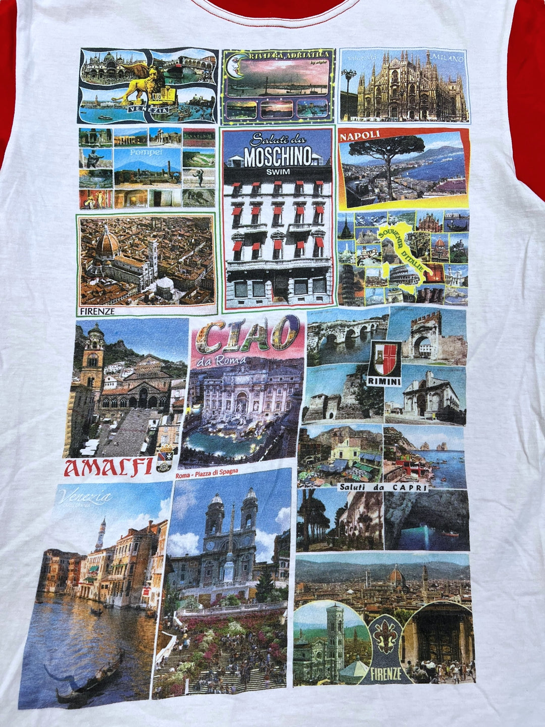 Moschino Swim y2k Italy Print Tshirt Medium