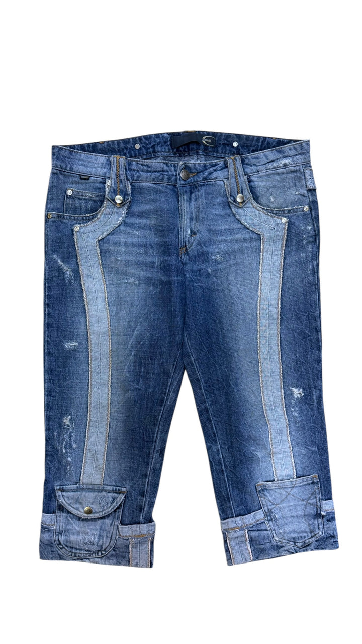 Just Cavalli denim cargo capri shorts