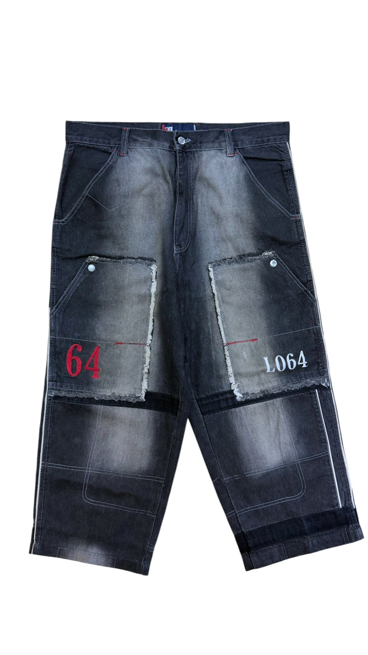 2000s patchwork cargo denim jeans