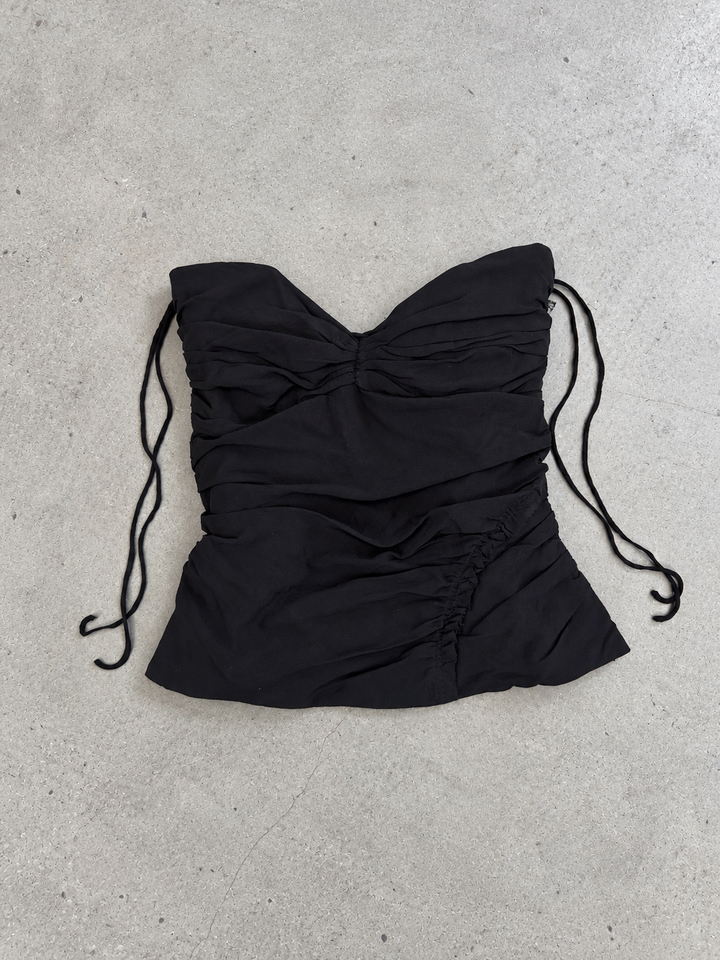 Prada black ruched silk top
