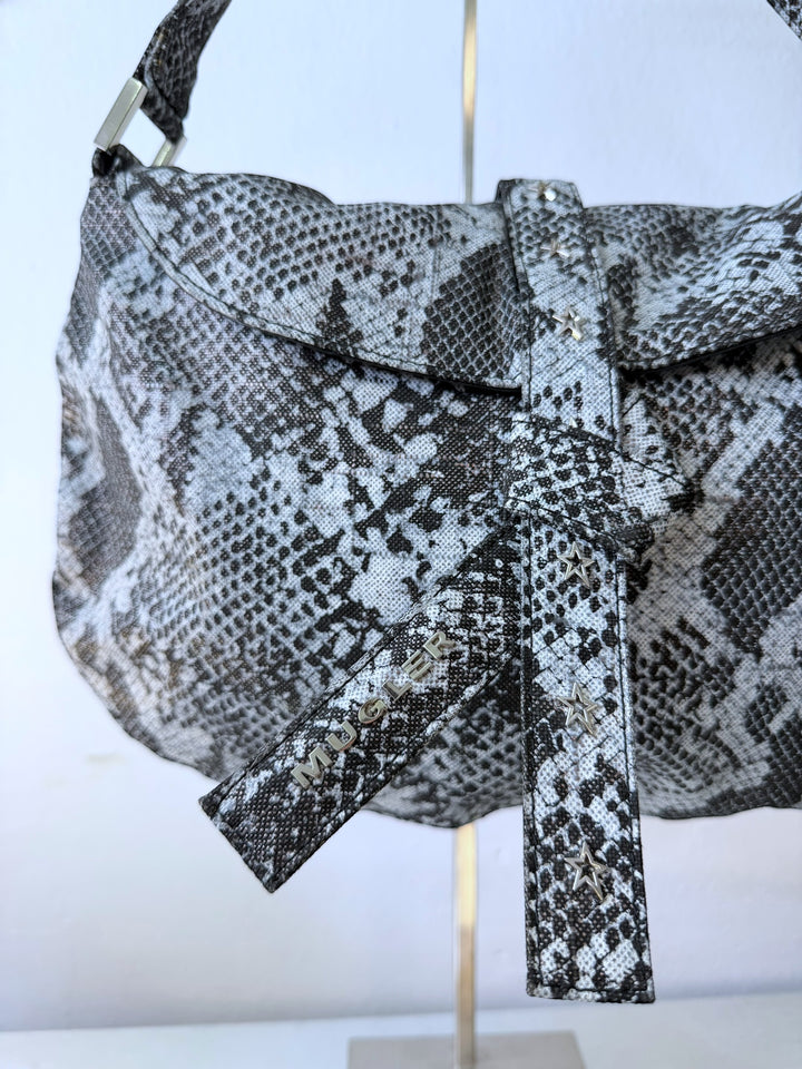 Mugler snake-print shoulder bag with star-stud details