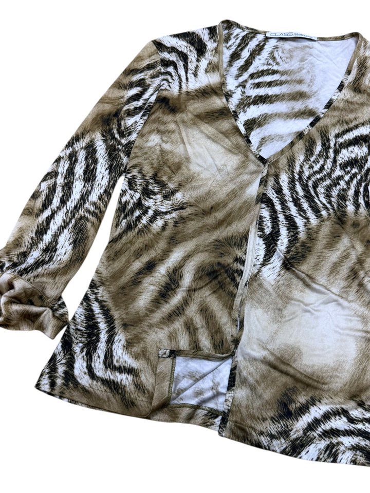 Class Roberto Cavalli Animal Print Ruched Sleeve Top