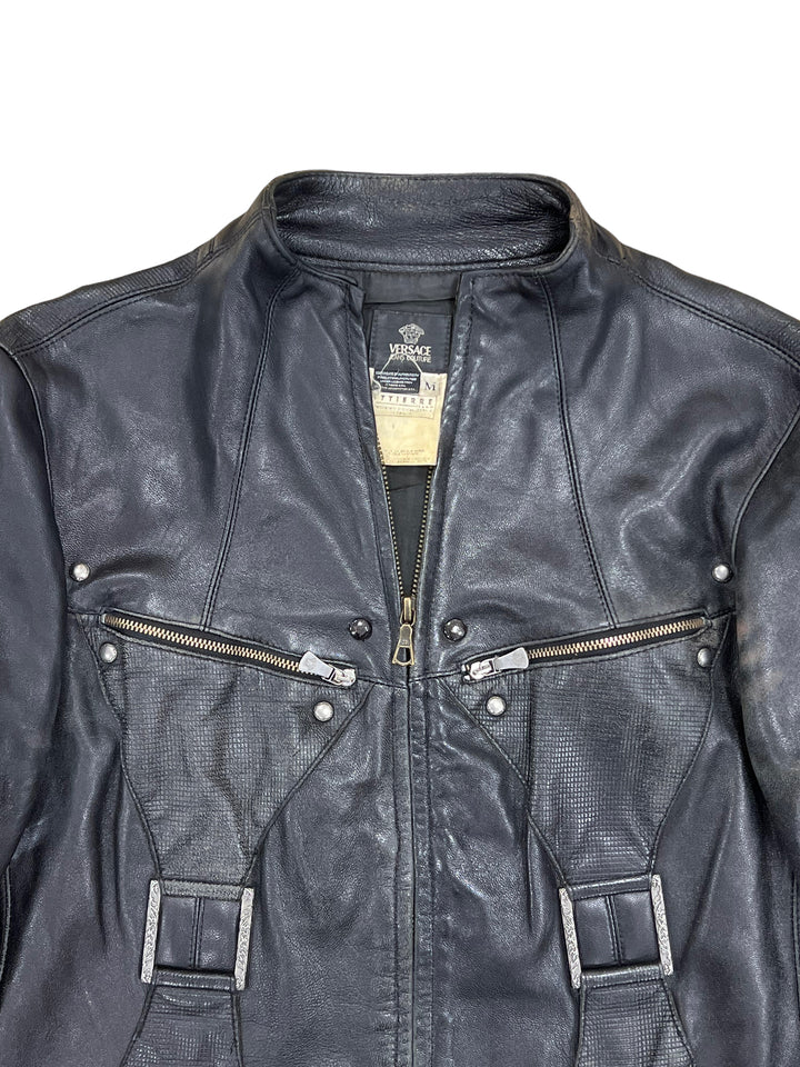 Versace Vintage Leather Biker Jacket Women’s Medium