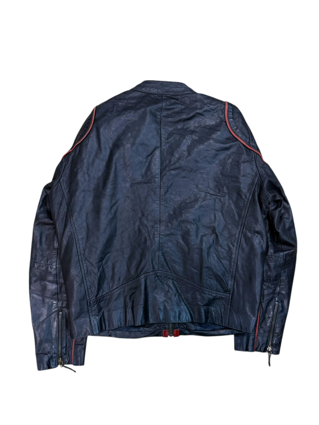 Chevignon vintage leather moto jacket large