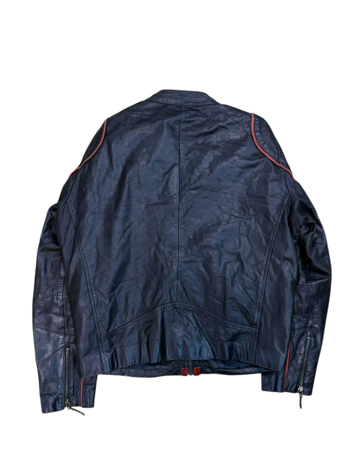 Chevignon vintage leather moto jacket large